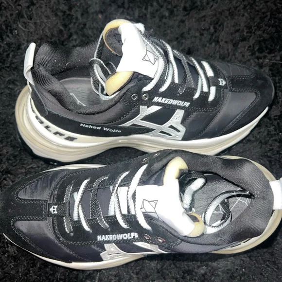 LIKE NEW BLACK NAKED WOLFE PLATFORM SNEAKERS - Picture 4 of 6